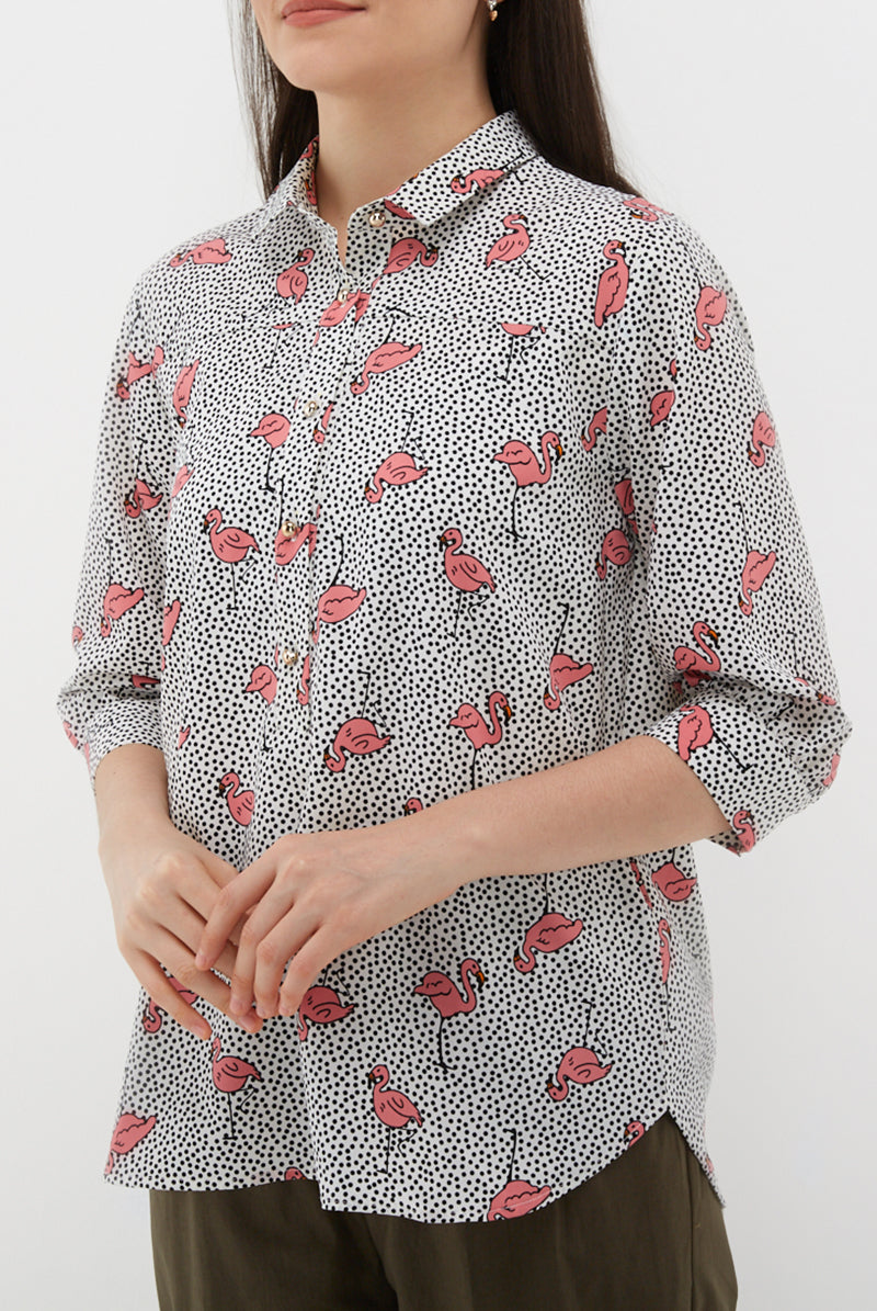 Nadine Blouse Flamingo Print