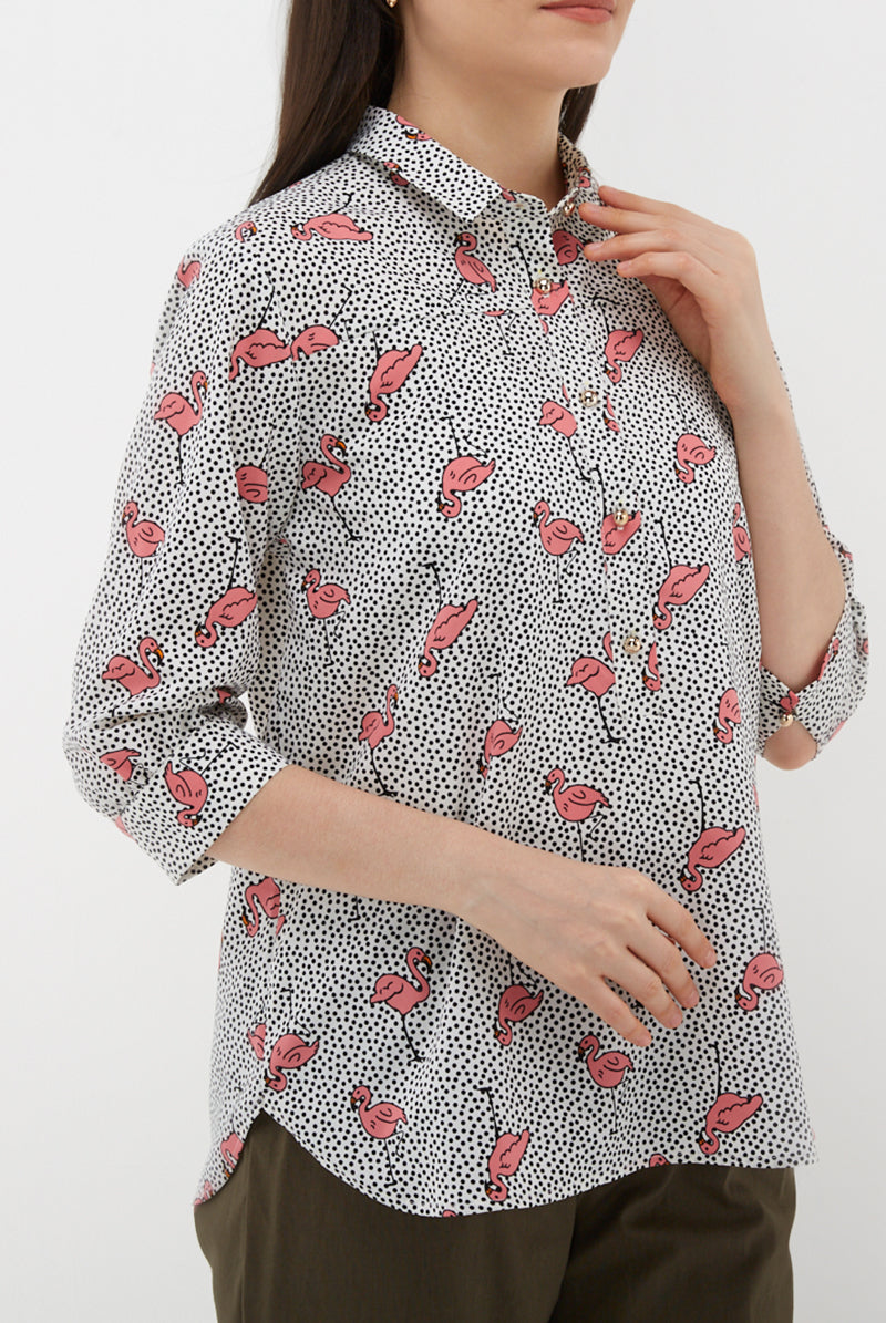 Nadine Blouse Flamingo Print