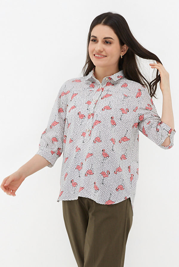 Nadine Blouse Flamingo Print