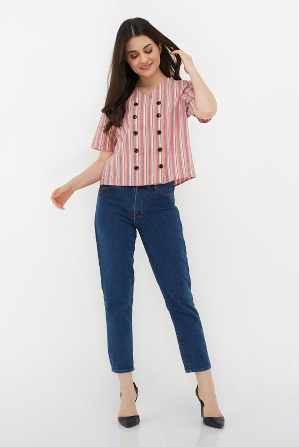 Esther Blouse Pink Stripe