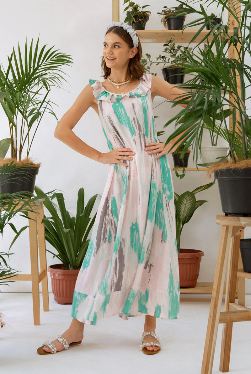 Valeria Dress Green Print